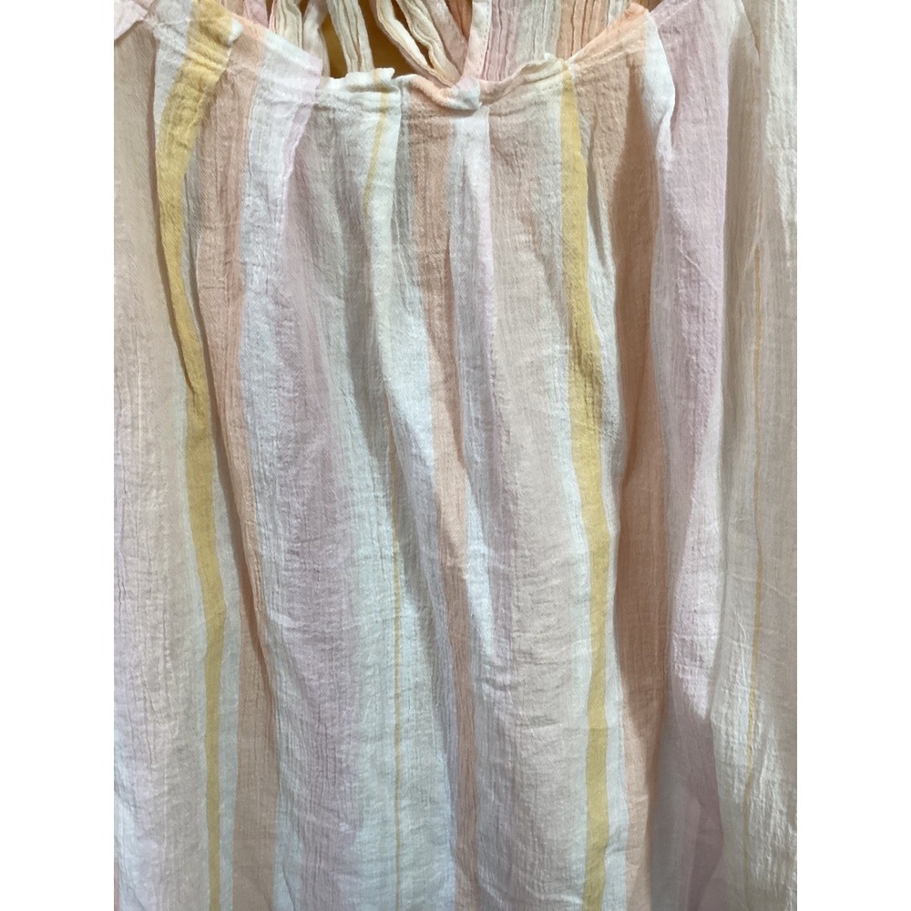 Lauren Conrad Womens Pink Peach Striped Cotton Gauze Tie Blouse Size M - Picture 4 of 10